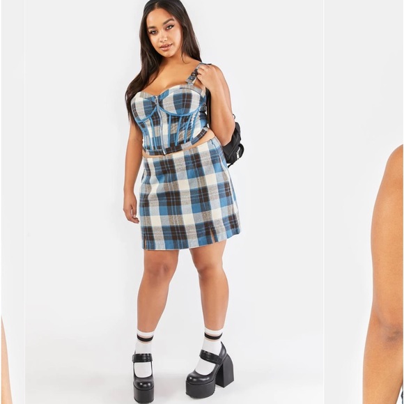 Poster Girl Plus Eff Academia Plaid Corset Top 2X - Picture 2 of 7